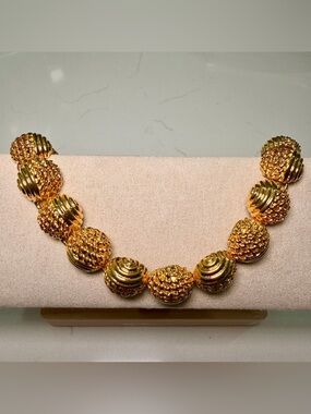 Chunky Textured Gold Ball Necklace